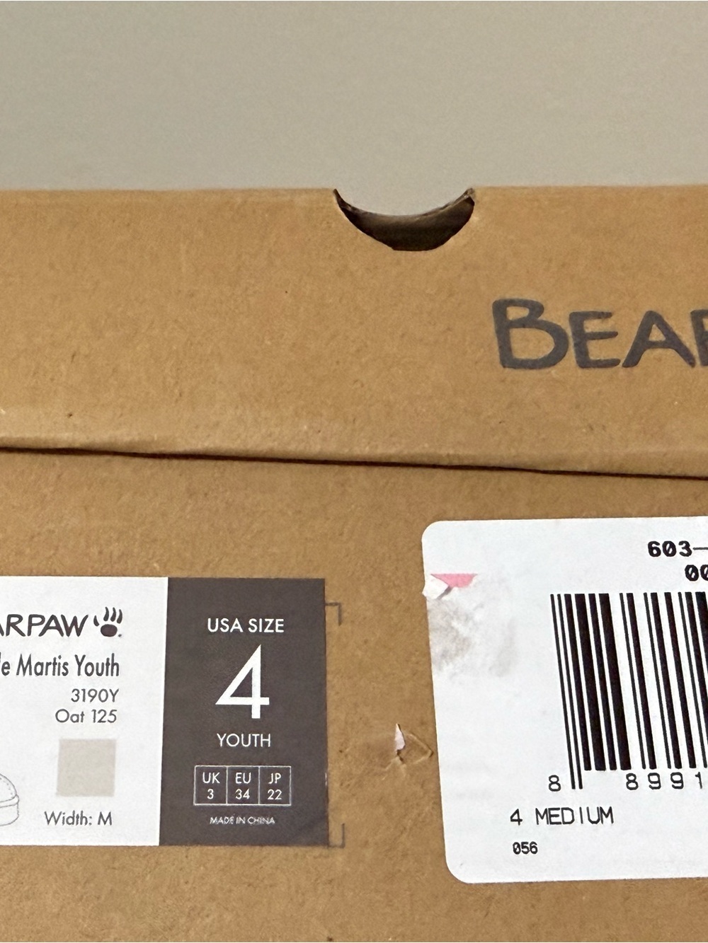 BearPaw Kids Sherpa Slip-On Slippers in Cream - Picture 5 of 7